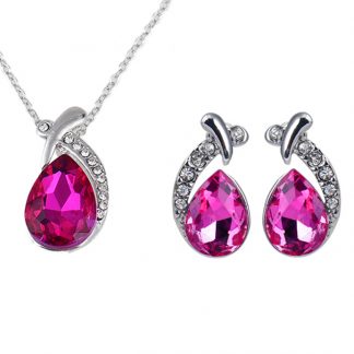 Graceful Pendant Chain Necklace Stud Earring Women Fashion Jewelry Sets