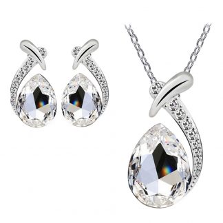 Graceful Pendant Chain Necklace Stud Earring Women Fashion Jewelry Sets