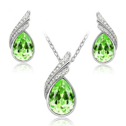 Crystal Rhinestones Earrings Necklace Women Fashion Jewelry Sets
