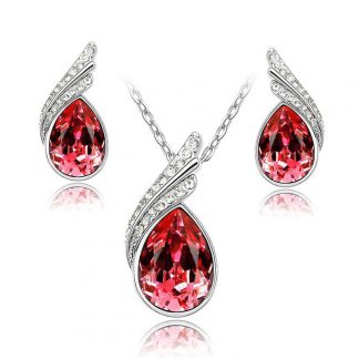 Crystal Rhinestones Earrings Necklace Women Fashion Jewelry Sets