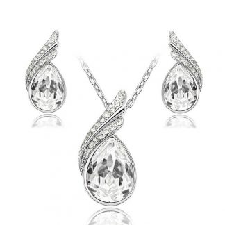 Crystal Rhinestones Earrings Necklace Women Fashion Jewelry Sets