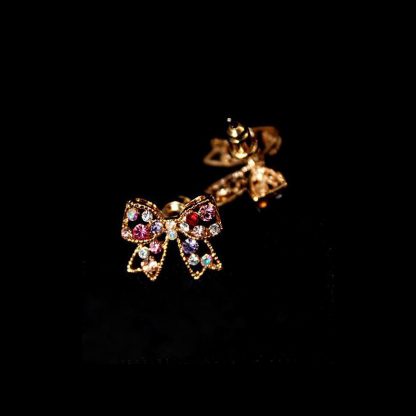 Multi-Color Crystal Golden Bowknot Earrings Women Fashion Jewelry