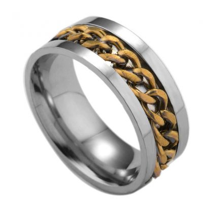 Titanium Steel Metal Chain Finger Ring Men Fashion Jewelry