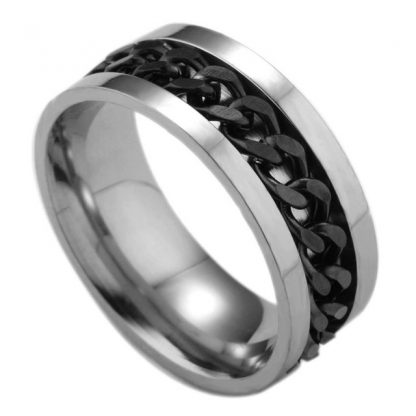Titanium Steel Metal Chain Finger Ring Men Fashion Jewelry