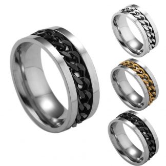 Titanium Steel Chain Finger Ring Men Fashion Jewelry