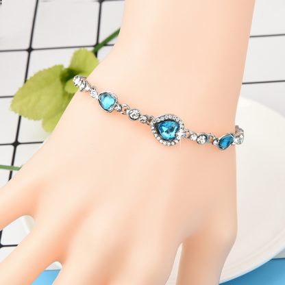 Love Heart Crystal Rhinestone Women Fashion Jewelry Bracelet
