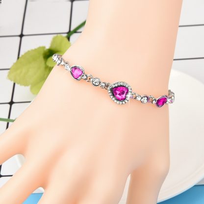 Love Heart Crystal Rhinestone Women Fashion Jewelry Bracelet