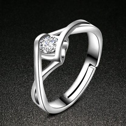 Adjustable Clear Zircon Crystal Women Fashion Jewelry Ring