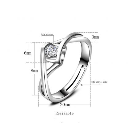 Adjustable Clear Zircon Crystal Women Fashion Jewelry Ring