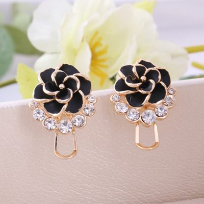 Black Flower Crystal Women Fashion Jewelry Earrings