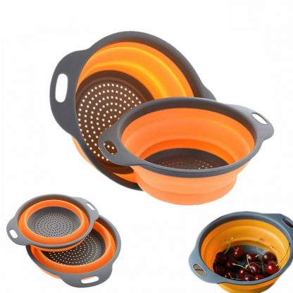Collapsible Silicone Colander Fruit Vegetable Strainer Washing Basket