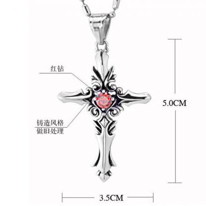Heart Crystal Cross Pendant Necklace Women Fashion Jewelry
