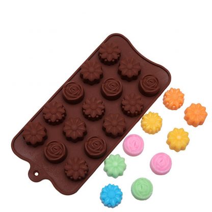 15-Cavity Silicone Flower Rose Chocolate Cake Soap Mold