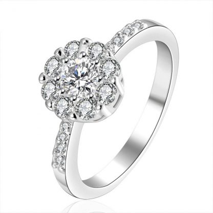 Clear Cluster Round Crystal Zircon Women Ring Fashion Jewelry