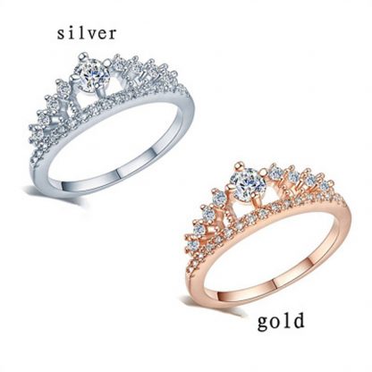 Clear Crown Crystal Zircon Women Fashion Jewelry Ring