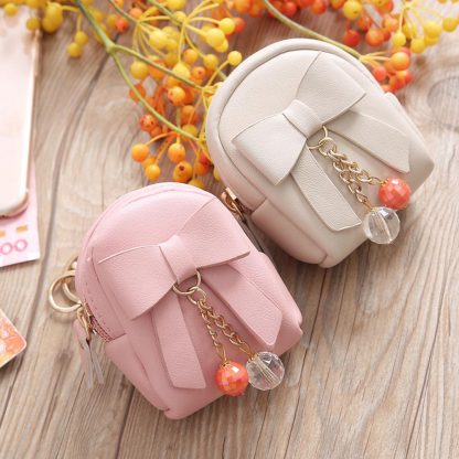 Small Bow Knot PU Leather Women Girls Coin Purse