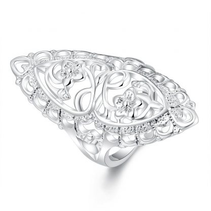 Silver Plated Floral Women Ring Fashion Jewelry