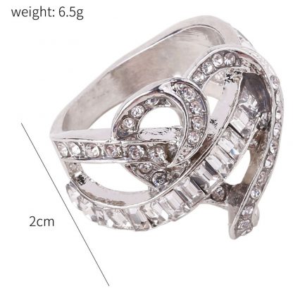 Clear Crystal Heart Women Fashion Jewelry Ring