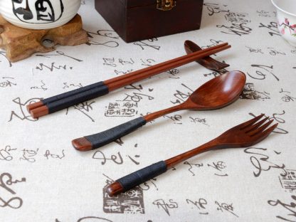 Tableware Wooden Chopsticks Spoon Fork Set