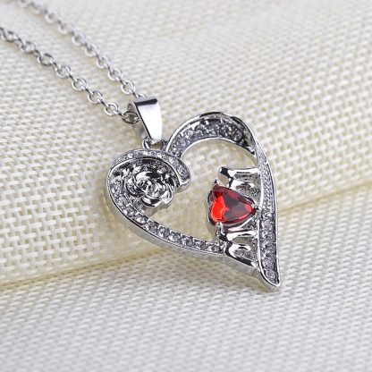 Heart Crystal Women Pendant Necklace Best Mother Day Gift