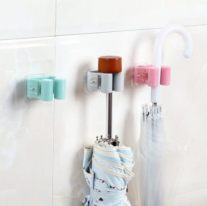 Mop Rack Bathroom Wall Mounted Umbrella Holder Brush Broom Hanger Storage