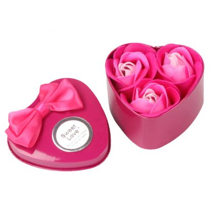 3 Pieces Heart Scented Bath Body Petal Rose Flower Soap