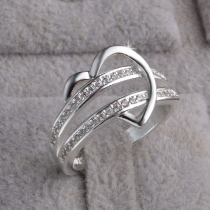Stylish Heart Crystal Zircon Women Fashion Jewelry Ring