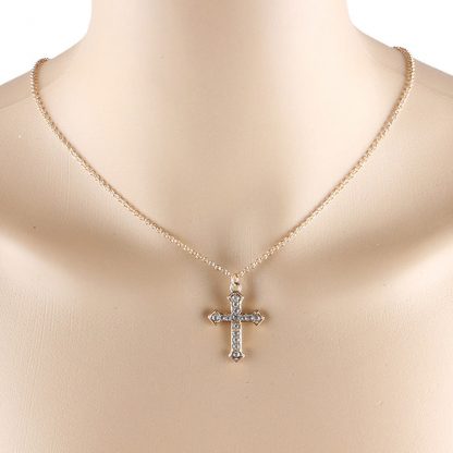 Pretty Cross Crystal Rhinestone Women Pendant Necklace