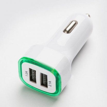 USB Dual 2 Port Adapter Socket Luminous Mobile Phone Car Charger