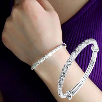 Adjustable Sparkling Bangle Bracelet Women Fashion Jewelry