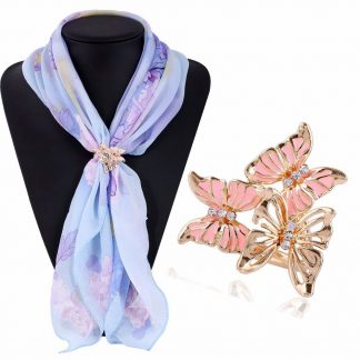 Elegant Butterfly Crystal Rhinestones Women Scarf Brooch
