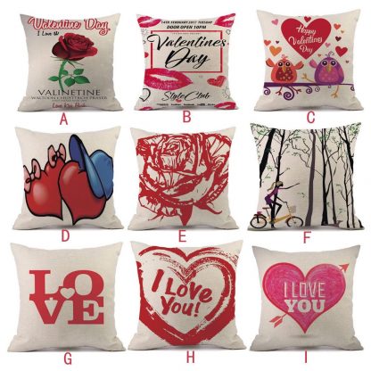 Heart Rose Pillow Case Cover Love Valentine Home Decor
