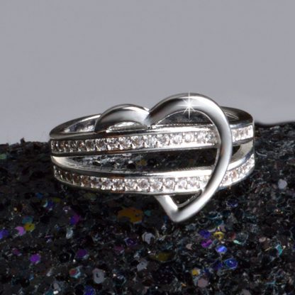 Stylish Heart Crystal Zircon Women Fashion Jewelry Ring