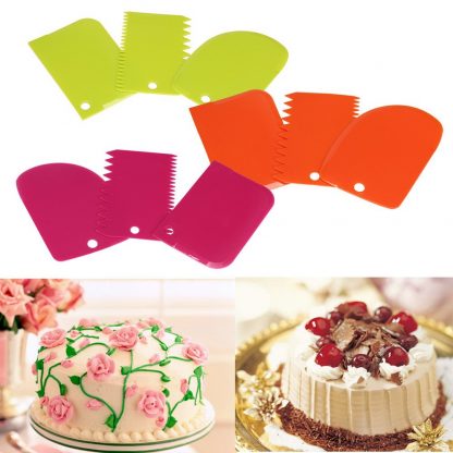 Useful Dough Scraper Cake Decorating Baking Tools Smooth Jagged Edge Spatulas