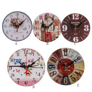 Non-Ticking Silent Antique Wood Home Kitchen Office Wall Clock