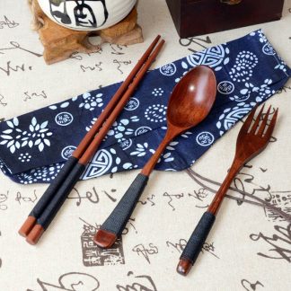 Tableware Wooden Chopsticks Spoon Fork Set