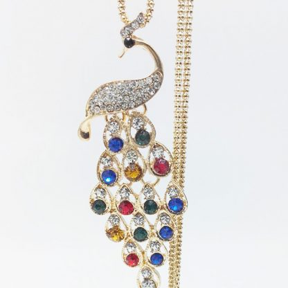 Multi-Color Crystal Peacock Women Pendant Necklace