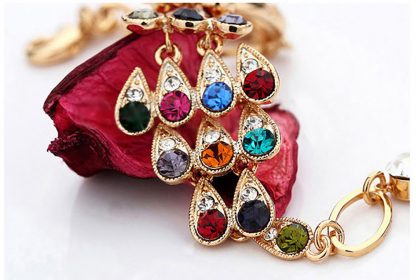 Multi-Color Crystal Peacock Women Pendant Necklace