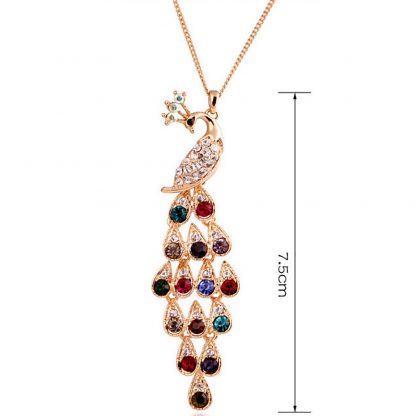 Multi-Color Crystal Peacock Women Pendant Necklace