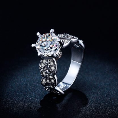 Luxury Sparkling Sterling Silver Plated Zircon Women Fashion Ring