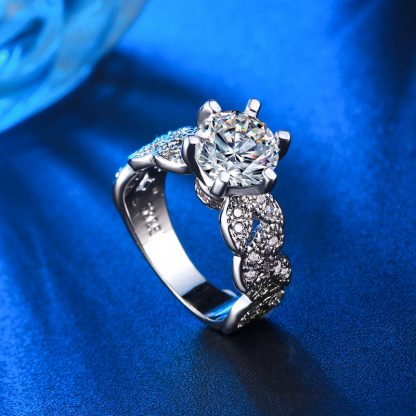 Luxury Sparkling Sterling Silver Plated Zircon Women Fashion Ring