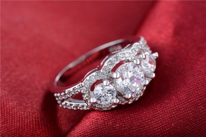 Shiny Clear High Quality CZ Sterling Silver Plated Women Fashion Ring