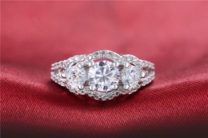 Shiny Clear High Quality CZ Sterling Silver Plated Women Fashion Ring