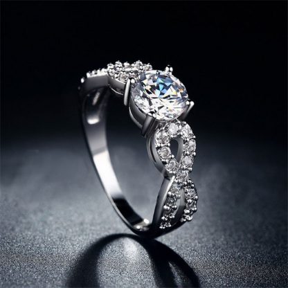 Elegant Braid Band Design Crystal Zircon Women Fashion Jewelry Ring