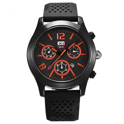 Luxury Black Dial Stainless Steel Date Quartz Analog Sport Men Wrist Watch