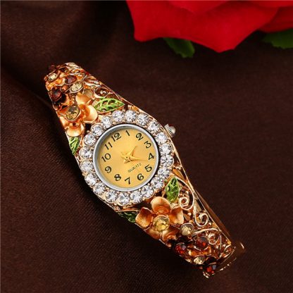 Numeric Crystal Rhinestones Flower Bracelet Women Quartz Watch