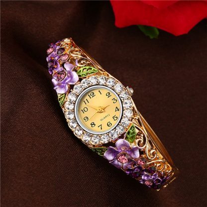 Numeric Crystal Rhinestones Flower Bracelet Women Quartz Watch