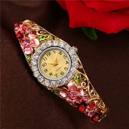 Numeric Crystal Rhinestones Flower Bracelet Women Quartz Watch