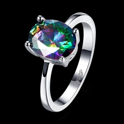 Multi-Colors 18 K White Gold Plated Women Fashion Jewelry Ring