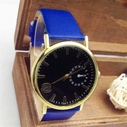Unisex Faux Leather Strap Quartz Analog Wrist Watch